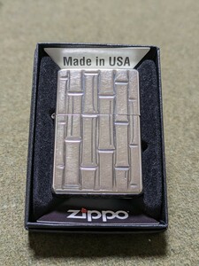 ◎ZIPPO/フラットトップヴィンテージ/バンブーデザイン/ 両面加工/ シリアル№入り/2000年1月製造/使用品