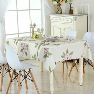  new goods tablecloth dining table cover water repelling processing floral print beige table cover leaf .. decoration dirt prevention 130*180cm rectangle 