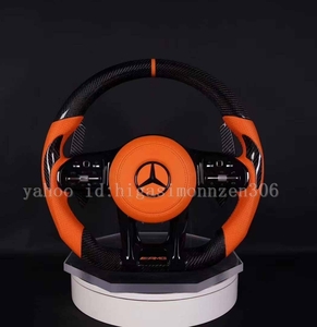  free shipping Benz AMG A/B/C/E/S/G/GLC/GLE Class C63 E63 S63 real carbon * punching leather made steering gear 1 set 