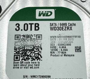 ☆WD HDD 内蔵ハードディスク 3.5インチ 3TB Green WD30EZRX / Intellipower / SATA 6Gb/s 
