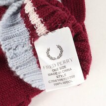 新品 FRED PERRY フレッドペリー ローレル アイコン 刺繍 ウール ニット グローブ C704 手袋 ワインレッド ブランド 小物 アイテム_画像2