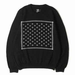 CHALLENGER Challenger knitted size :L bandana design crew neck knitted sweater black black tops pull over 