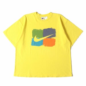 NIKE ナイキ Tシャツ サイズ:L 90s スウッシュ クルーネック 半袖Tシャツ イエロー 90年代 vintage ヴィンテージ 古着 トップス
