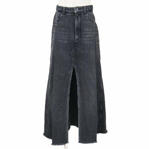 ALEXANDER WANG アレキサンダーワン スカート デニム グレー サイズ:26 ロング マキシ Aライン フロントスリット カットオフ アメリカ製