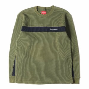 Supreme シュプリーム Tシャツ サイズ:S 18AW パネル ストライプ サーマル ロングスリーブTシャツ Panel Stripe Waffle Thermal オリーブ