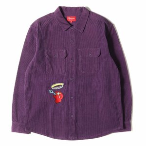 Supreme シュプリーム シャツ サイズ:M 21AW ゴンズ グラフィック刺繍 コーデュロイ ワークシャツ Gonz Corduroy Work Shirt パープル