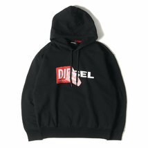 DIESEL ディーゼル パーカー サイズ:S ラベル ロゴ スウェット パーカー フーディー プルオーバー Diego 裏起毛 ブラック 黒 トップス_画像1