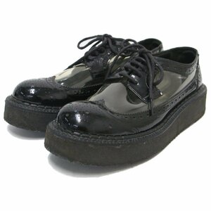 COMME des GARCONS Comme des Garcons shoes black black 24 race up wing chip thickness bottom PVC enamel combination simple shoes 