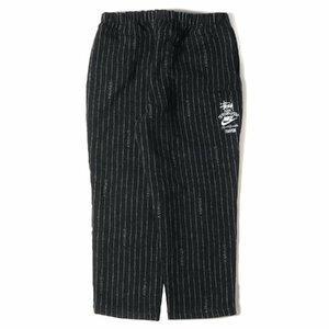 美品 STUSSY ステューシー パンツ サイズ:XXL 22AW NIKE ナイキ ストライプ ウール イージーパンツ Stripe Wool Pant ブラック 黒 コラボ