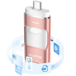 メモリ 128gb 対応iphone usb タイプc バックアップ スライド　ピンク