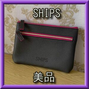 最終セール☆ ☆未使用品☆SHIPS シップス★レザー調ダブルジップ ポーチ