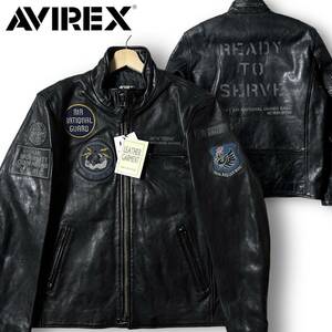 新品 AVIREX アヴィレックス 定価9.7万 2023AW シープ レザージャケット ブルゾン ライダース 革ジャン 3250085 M ヴィンテージ調 ◆B2949