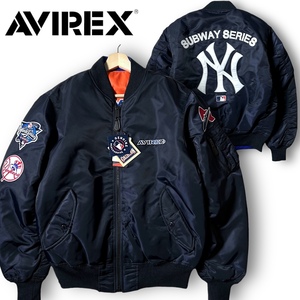 新品 AVIREX MLB アヴィレックス 定3.9万 リバーシブル フライトジャケット ダウンブルゾン MA-1 スタジャン L ヤンキース メッツ ◆B2964