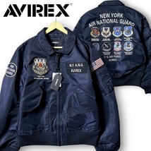 新品 AVIREX アヴィレックス 定3.3万 ヘビーナイロン 空軍州兵ワッペン フライトジャケット ブルゾン 3252061 2XL ミリタリー 軍物 ◆B2986_画像1