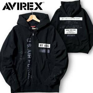 新品 AVIREX アヴィレックス 定価1.5万 プリント×パッチ スウェット フーデッドジャケット ジップパーカー 3231010 M ミリタリー ◆B3061