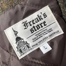 B10 フリークスストア〈ハリスツイード〉チェスターコートチェック ウール キルティング裏地 中綿 カーキ L Freak's Store Harris Tweed_画像7