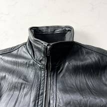 B52〈希少サイズL〉Liugoo Leatherラムレザー ライダースジャケット シングル 羊革 コットン裏地 ブラック L リューグーレザー_画像4