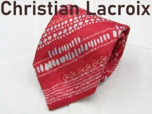 OB 809 クリスチャン・ラクロワ Christian Lacroix ネクタイ 赤系 アート柄 プリント 未使用タグ付き