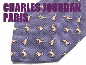 【シャルルジョルダン】UA 233 シャルルジョルダン CHARLES JOURDAN PARIS ネクタイ 紫色系 動物柄 犬 プリント