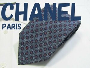 【シャネル】NA 613 シャネル CHANEL ネクタイ 青色系 小紋柄 プリント