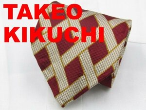 【タケオキクチ】 OB 850 タケオキクチ TAKEO KIKUCHI ネクタイ 赤色系 チェック ジャガード
