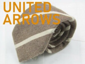 【ユナイテッドアローズ】OB 896 ユナイテッドアローズ UNITED ARROWS ネクタイ 茶 ベージュ系 ストライプ ジャガード カシミア