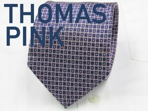 【ピンク】 OC 017 トーマスピンク THOMAS PINK LONDON ネクタイ 紺色系 格子　スクエアパターン ジャガード