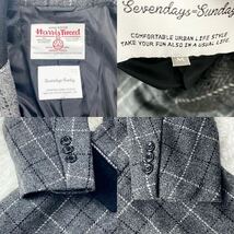 SEVENDAYS=SUNDAY× Harris Tweed ハリスツイード × セブンデイズサンデイ ロング チェスターコート(M)チェック柄 グレー 3B コート_画像7