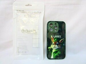 未使用 iPhone14PRO　ケース アイフォン14プロ 緑 うさぎ LOVEBLE ダークグリーン RABBIT カーキ【中古】[YS001_2402051047_001] 