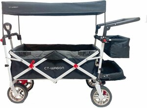 アウトレット品 CTWAGON WIDE (ブラック) 二人乗り 大容量 折り畳み アウトドアワゴン キャリーカート キャンプカート 軽量 4輪 キャンプ