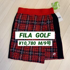 新品■10,780円【フィラゴルフ】レディース　ニット　スカート　M/9号　ゴルフウェア　 レッド