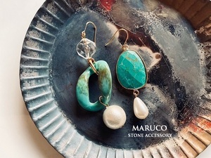 △MARUCO△PP380-1228インペリアルジャスパーasymmetry*天然石ピアス ステンレス 【送料無料】*イヤリング+100円 樹脂ピアス+50円*　　