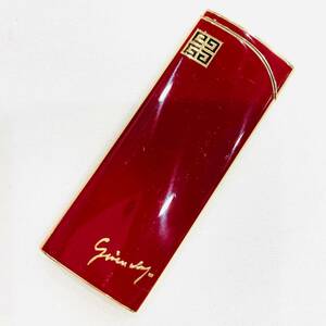 1円～★ GIVENCHY　ライター　ガス式　ボルドー　ゴールドカラー　スリム　Y2401-586