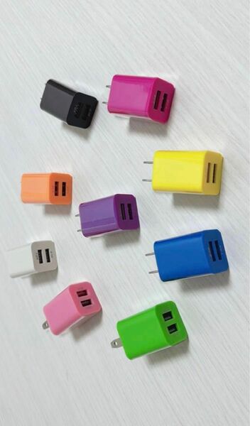 USB充電器2ポートACアダプター　10セット(色任せ)