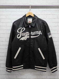 274【1円～】Supreme シュプリーム 16SS Uptown Studded Leat her Varsity Jacket ジャケット 羊革 黒 ブラック Mサイズ