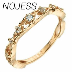 ■完売品■ 【NOJESS】K10アクアマリン/ダイヤモンド　透かしリング