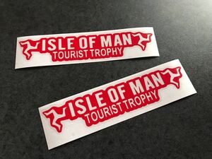 【送料無料】海外限定 マン島 TT レース ISLE OF MAN ステッカー 赤色 ２枚セット 公道レース 国旗 世田谷