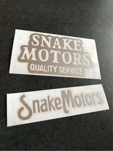 送料無料♪ SnakeMotors ステッカー シルバー 2枚セット アメ車 旧車 トラック 世田谷 ハーレー カブ US 世田谷ベース ステンシル