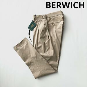 【未使用】BR別注 BERWICH ベルウィッチ SCOTCH スコッチ リラックスゴールド 50 ベージュ 2プリーツ ストレッチ コットン パンツ 正規