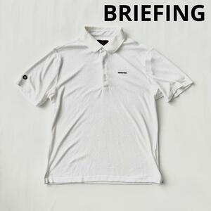 BRIEFING GOLF ブリーフィング ゴルフ パイル ポロシャツ L ホワイト 白 刺繍ロゴ メンズ トップス ゴルフウェア 半袖 国内正規