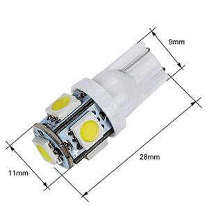 ★累計販売20000球突破★送料無料★T10 LED バルブ 2球セット 業務価格 5 SMD 5 ワット ポジション スモール ナンバー灯 6000Kの画像2