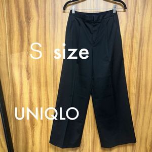 UNIQLO 黒スラックス Ｓ パンツ ウエストゴム ブラック 美シルエット ユニクロ 古着 超美品