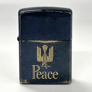 【K44】 1円スタート ZIPPO / C IX ジッポー Peace ピース ネイビーカラー 火花確認済み オイルライター 喫煙具