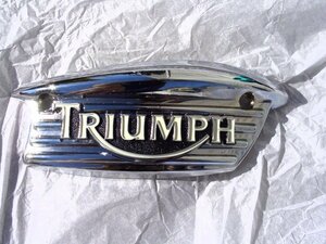 * Triumph original right tanker emblem 1 (T3900341 right side metal chrome Bonneville Thruxton Scrambler tanker badge 