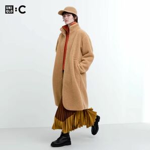 ユニクロシー ボアフリーススタンダード カラーコート ベージュ s