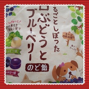 赤枠(在庫整理or訳あり)1円～　　　　　　　　カンロ　まるごとしぼった白ぶどうとブルーベリーのど飴　1袋(込80g)　賞味期限24.06