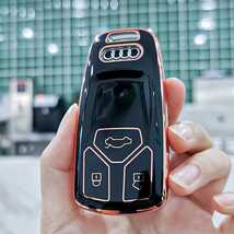 アウディ Audi キーケース TPU ブラック 黒 ゴールド 金 キーカバー スマートキー キーレス 鍵 リモコン 保護カバー 車 A4 A5 TT Q5 Q7_画像1