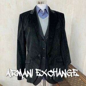 ARMANI EXCHANGE ベルベット調 高級 ジャケット ブレザー スーツ ベロア調 ゴシック ブラック かっこいい レア 俳優 テーラード メンズ 服