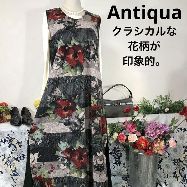 Antiqua 袖なしワンピースロング　フリーサイズ　ジャンパースカート