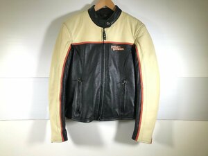 Harley-Davidson ハーレーダビッドソン シングルライダースジャケット サイズS/W ブラック×ホワイト ジャケット ライダース ユーズド